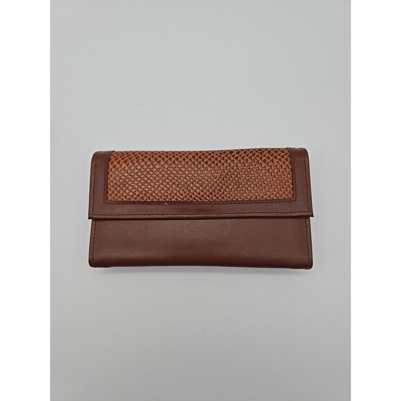 Avon Vintage Brown Faux Leather Checkbook Wallet 1983 Made in Hong Kong - Picture 2 of 9